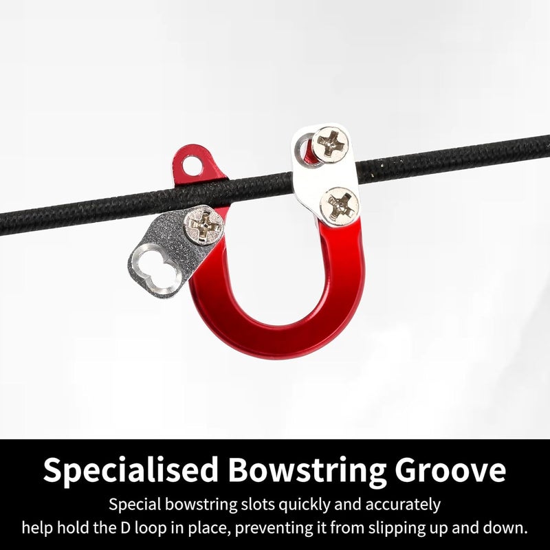 SP.G 2 Sets Archery D Loop, Archery Metal D Loop for Compound Bow Release Nocking Loop with Screwdrivers Mounted on Bowstring Screw Reinforcement Compound Bow Accessories Hunting - Image 3